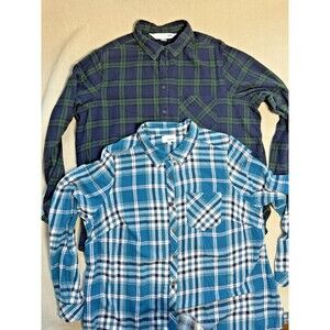Women's Plus Size Flannel Shirts 2pc Bundle Old Navy XXL Sonoma 1X Plaid Cotton